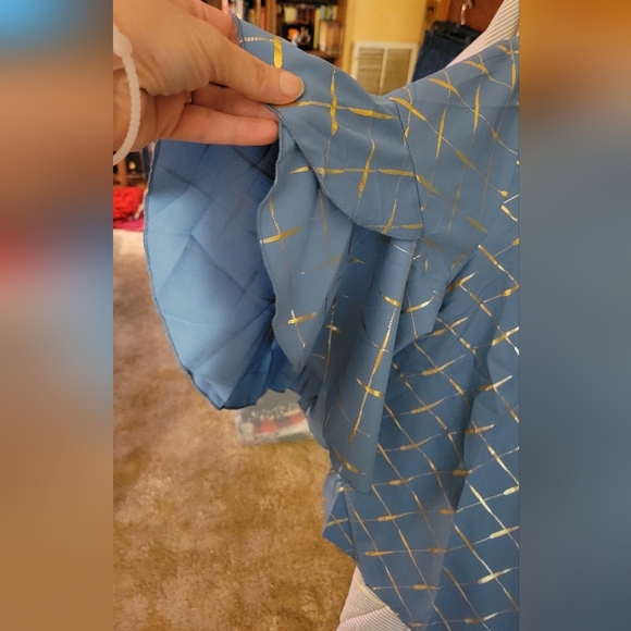 Slate Blue Silver Diamond Shaped Design 2XL Layered Bell 3/4 Sleeve - Picture 2 of 5